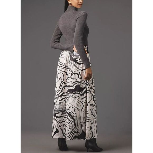 Anthropologie Thea Twofer Sweater Maxi Dress Womens Large Grey White Black NWT - Picture 3 of 12